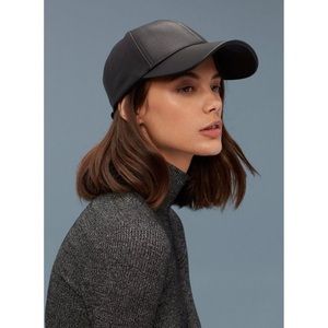 Black Vegan Leather Baseball Cap